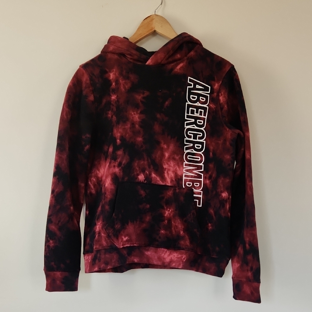 NWT Abercrombie Red and Black Tie-Dye Hoodie